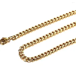 Chains Fashion Size 6mm Men's Necklace Stainless Steel Curb Cuban Link Chain Gold Colour Male Jewellery Gifts For Men Women Gift