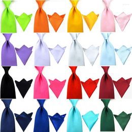 Bow Ties Men Satin 8CM Wide Solid Colour Tie Handkerchief Set Necktie Hanky Pocket Square Lot BWSET0505