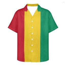 Men's Casual Shirts Guinea Flag Design Pattern Summer Vintage Fashion Short Sleeve Hawaii For Men Camisa Masculina Holiday Party