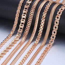 Chains Personalise Necklace For Women Men 585 Rose Gold Venitian Curb Snail Foxtail Link Fashion Jewellery 50cm 60cm CNN1