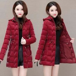Women's Down Parka's Hooded Thick Warm Long Coat Casual Outwear Cotton Jacket Female Parkas Fashion Fit Ladies Tops Winter Clothing 2023 231124