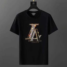 Mlb marka istasyonu ürünleri erkekler moda kısa versage tshirts yaz sıcak elmas yarım kol tişört sosyal ruh adam dip denetim tişörtleri 4520 4686