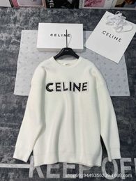 Autumnwinter New Niche Design Trendy Hot Diamond Letter Round Neck Sweater with Corn Grain Weave Chest