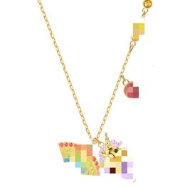 Swarovskiso Necklace Designer Women Top Quality Matching Dream Rainbow Unicorn Necklace Female Element Crystal Collar Chain