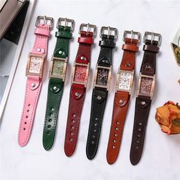 Wristwatches Drop Vintage Cow Leather Band Women Quartz Watch Relogio Feminino Montre Femme