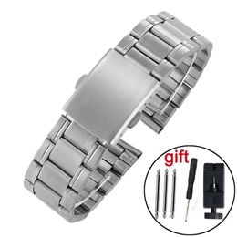 Watch Bands Band Replacement 12mm 14mm 16mm 18mm 20mm 22mm 24mm Stainless Steel Strap Lock Buckle Adjustable Wrist Bracelet 231124