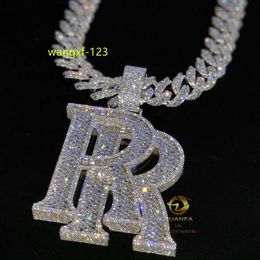Iced Out Jewellery Moissanite Diamonds Custom Necklace Pendant Initial Hip Hop 925 Silver Custom Pendant Best quality