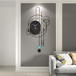 Wall Clocks Quiet Black Round Clock Industrial Pendulum Movement Aesthetic Silent Sounding Reloj Pared Home Decor WW50WC