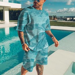 Men's Tracksuits 3D Printed T-Shirt Summer Short Sleeve Suit Casual Fashion Two-piece Set Plus Size High Quality Clothing 2XS-6XL