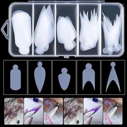 False Nails 60/96pcs Reusable French Silicone Sticker Nail Dual Form Tips Fringe Guides Mould System For Decals Gel Manicure Tools