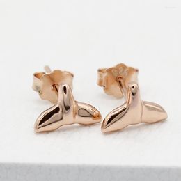 Stud Earrings 925 Silver Rose Gold Colour Dolphin Whale Tail Animal Jewellery For Women Girls Valentine's Day Gift