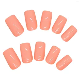 False Nails White Edge Printed Bright Orange Fake Ultra-flexible Long Lasting For Fingernail DIY Decoration