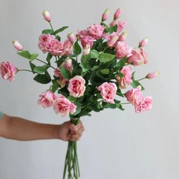 Decorative Flowers 27.5" Faux Real Touch Lisianthus Eustoma Blossom Branch-Rose Pink DIY Florals |Wedding/Home