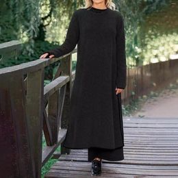 Casual Dresses Ladies' Knitted Lace Long Skirt With Fleece Sweatshirt Dress Mother Of The Bride