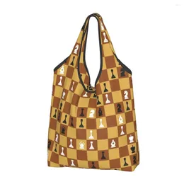 Shopping Bags Kawaii Print Chess Board Tote Portable Shopper Shoulder Chessboard Game Player Handbag