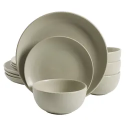 Bowls Matte 12-Piece Dinnerware Set Pistachio