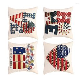 Pillow Case Independence Day Cover Set National Holiday Cushion Retro American Flag Pattern Red Blue