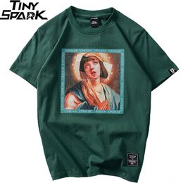 Men's TShirts Virgin Mary Men's TShirts Funny Printed Short Sleeve Tshirts Summer Hip Hop T Shirt Streetwear Casual Cotton Tops Tees 230425