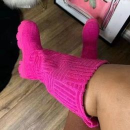 760 Women Knee Brand Sock Knitted Winter High Boots Platform Pink Long Boot Fashion Ladies Cotton Shoes Size 36-43 231124 421