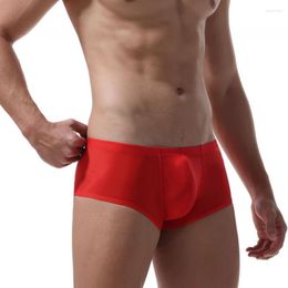 Underpants 3Pcs/lot Top Fashion Rushed Polyester Solid Boxers Men Underwear Silky Sexy Comfortable Soft Boxer Cuecas