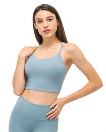 LL new yoga vest women with chest pad sexy thin belt beauty back fitness top half small halter yoga wear sports underwear 29 Colours