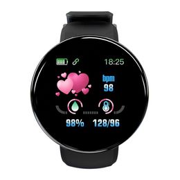 2023 Factory Wholesale Cheap Smart Band D18 Heart Rate Blood Pressure Monitor Smart Bracelet with Round Screen