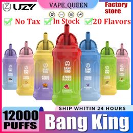 Original UZY Bang King 12000 Puff Vaper 12000 Disposable Vapes Pen E Cigarette 0% 2% 3% 5% Vaporizer Recharge Mesh Coil Vape Pen Puffbars Bang 12K Puff Vape Kit