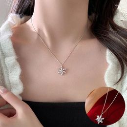 Chains 925 Sterling Silver Zircon Snowflake Necklace For Women Girl Geometric Rotatable Design Jewellery Party Gift Drop