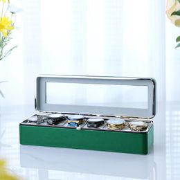 Watch Boxes 6 Slot Metal Frame Storage Box PU Flannel With Sunroof Display Gift