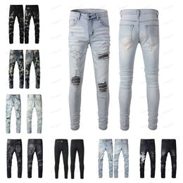 Amirs Mens Womens Designers Jeans Distressed Ripped Biker Slim Straight Denim For Men s Print Army Fashion Mans Skinny Pants M 8921