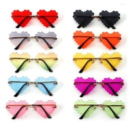 Sunglasses Rimless Heart Shaped For Women Trendy Metal Frame Sun Glasses Vintage Shades UV400 Halloween Rave Party