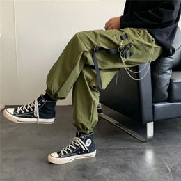 Men's Pants DEEPTOWN Techwear Cargo Pants for Men Black Green Jogging Harem Trousers Male Loose Causal Hip Hop Streetwear Ribbons Fashion 230426