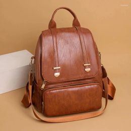 School Bags Vintage Women Backpacks High Quality Leather Bag Fashion Ladies Bagpack Designer Large Capacity Travel