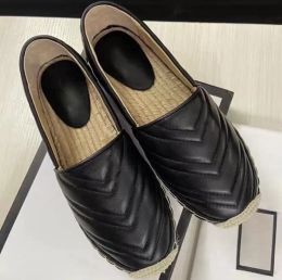 2023 Platform Espadrille Sandal Leather Designer Casual Colours Women Black Slip-on Shoes Sole Soft Cord Tuvqi