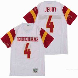 High School 4 Jerry Jeudy Football Jerseys Deerfield Beach Pure Cotton Moive Breathable College For Sport Fans Stitched HipHop Team White Pullover Embroidery Man