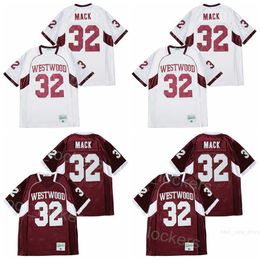 Football 32 Khalil Mack Jerseys High School Fort Pierce Westwood Pullover Moive Breathable College Retro Pure Cotton For Sport Fans Embroidery Team Red White Top