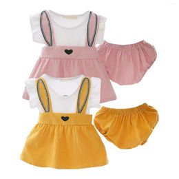 Clothing Sets Summer Clothes For Small And Medium Sized Girls Fashion Suit Sleeveless Skirt With Shorts Teen Girl Crop Tops