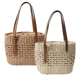 Shopping Bags Straw Bags for Women Summer Straw Shoulder Wicker Beach Bag Woven Rattan Bag Handmade Purse Bohemia Handbag bolsos mimbre 230426