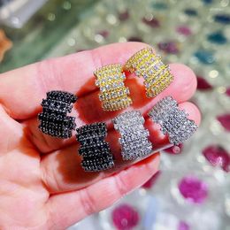 Hoop Earrings Yixin Luxury C Shape For Women Green Zirconia Circle Earring Korea Party Wedding Jewelry