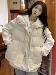 Women's Vests Cotton Padded Waistcoat Women Winter Warm Vest Female Korean Fashion Sleeveless Jackets Preppy Style Loose Coats Ladies