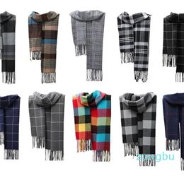 Scarves Adult Men Winter Scarf Plaid Check And Solid Soft Cashmere Feel Shawl Pashmina Women Neckwear Unisex