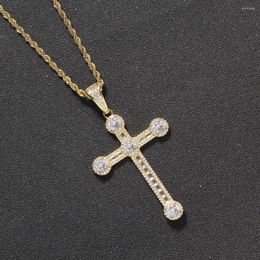 Pendant Necklaces Bling Cross Zircon Necklace Brass CZ Pendants Men Hip Hop Jewellery CN368