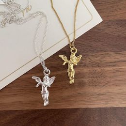 Chains Real 925 Sterling Silver For Women Novelty Angel Pendant Necklace European Wedding Party Neck Jewellery