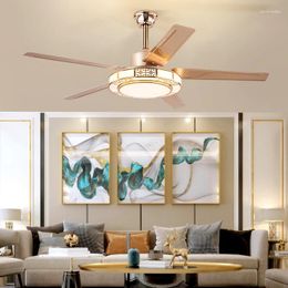 Inche Gold Chinese Iron Straight Blade Fan Light 72W Three Colours Changing Pure Copper Silent Motor Dining Living Room