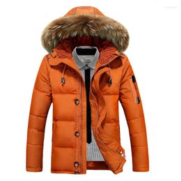 Men's Down Men Winter Warm Coat 2023 Arrival With Fur Hat Natural Color Regular Male Waterproof Thick Outwear