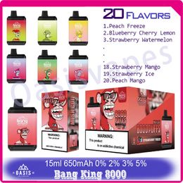 Bang King 8000 Puff Disposable Electronic Cigarette Prefilled 15ml Pods Rechargeable Battery 650mAh Vapers