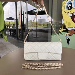 Casual Tote Shop %100 Top Designer Bags 23s New High Quality Small Fragrant Style Genuine Leather Bag Underarm Pearl Method Stick Square Horizontal Shoulder Handbag