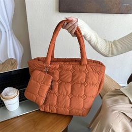 Evening Bags Women 2pcs Puffer Quilted Tote Bag Winter Solid Colour Shoulder With Coin Zipper Close Underarm Ladies Large Hobo