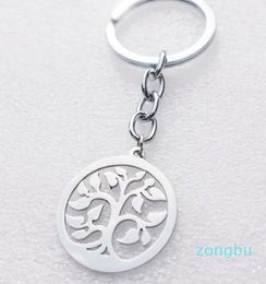 Keychains Pieces Tree Of Life Keyring Stainless Steel Plant Leaf Trees Keychain Men Women Classic Jewellery Wholesale