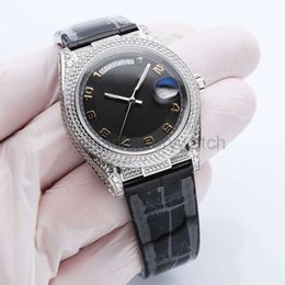 reloj Roles relojes Watch Mens Watch Mechanical Diamonds Watches Leather Strap Men WristWatch Waterproof Design WristWatches For Man Diamond Bezel 40mm